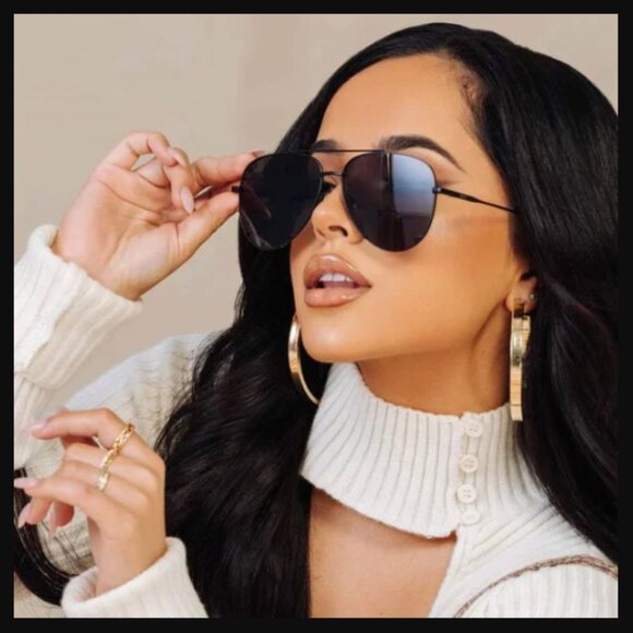 Brand New in Box Dime Optics x Becky G Matte Black + Grey 003 Aviator Sunglasses - Picture 1 of 8